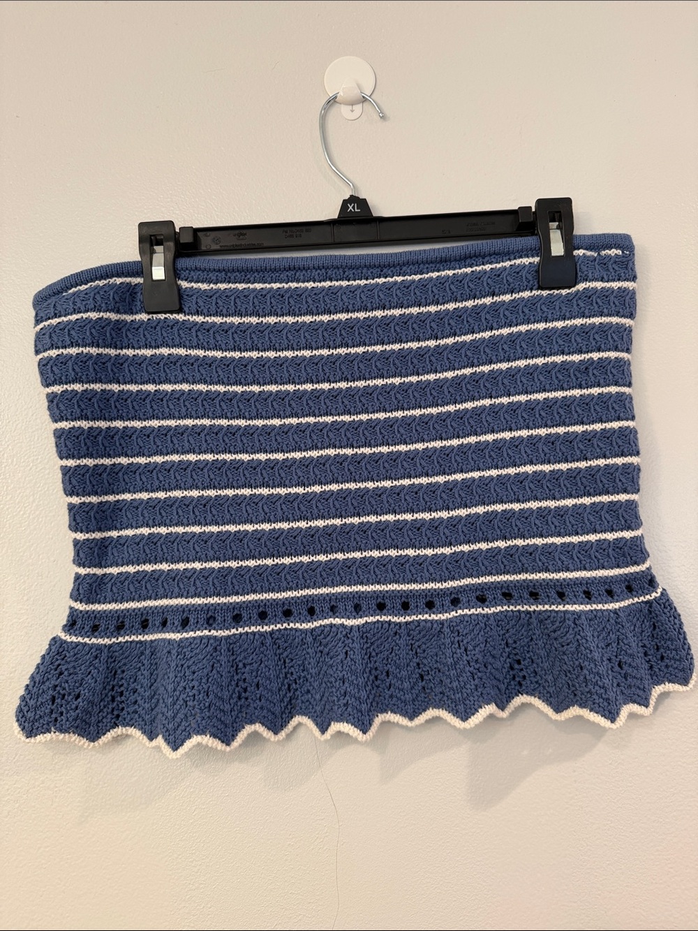 American Eagle Outfitters Navy and White Striped Crochet Tube Top